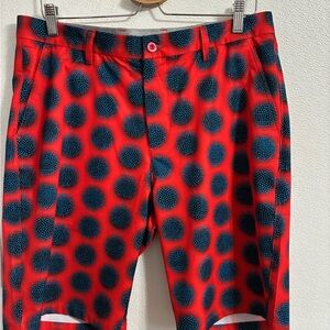 Hreski Red and Blue Polka Dot Golf Shorts 34